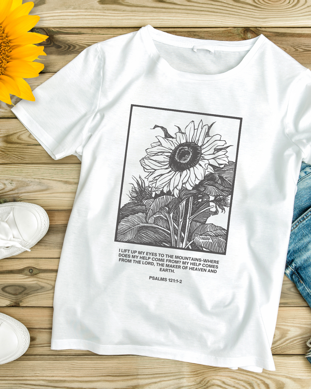Sunflower Worship Tee- Psalm 121:1-2